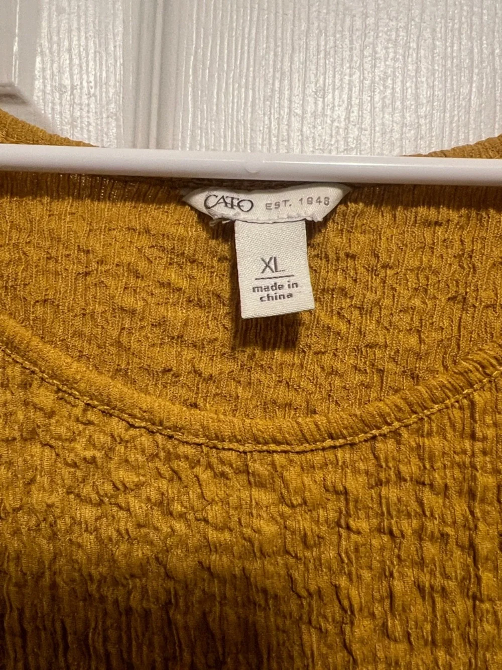 Cato Mustard Yellow Textured Long Sleeve Blouse - Picture 2 of 2